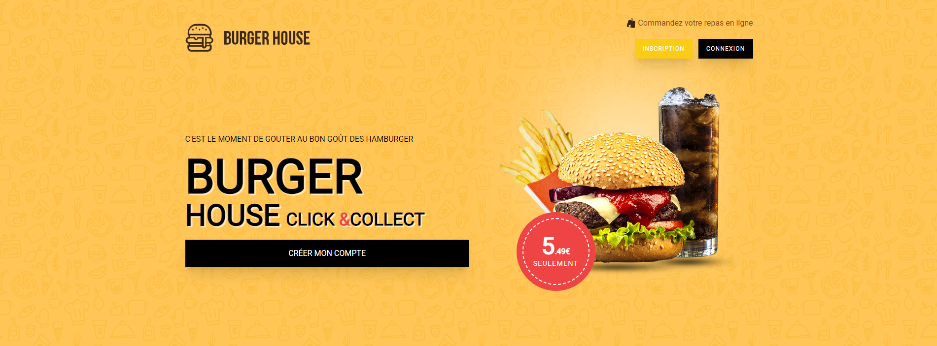 Landing page Burger House — section héros